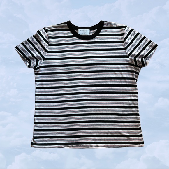 La Ligne Tops - LA LIGNE Striped Crew Neck Tee size Large Seberg ringer black red + white